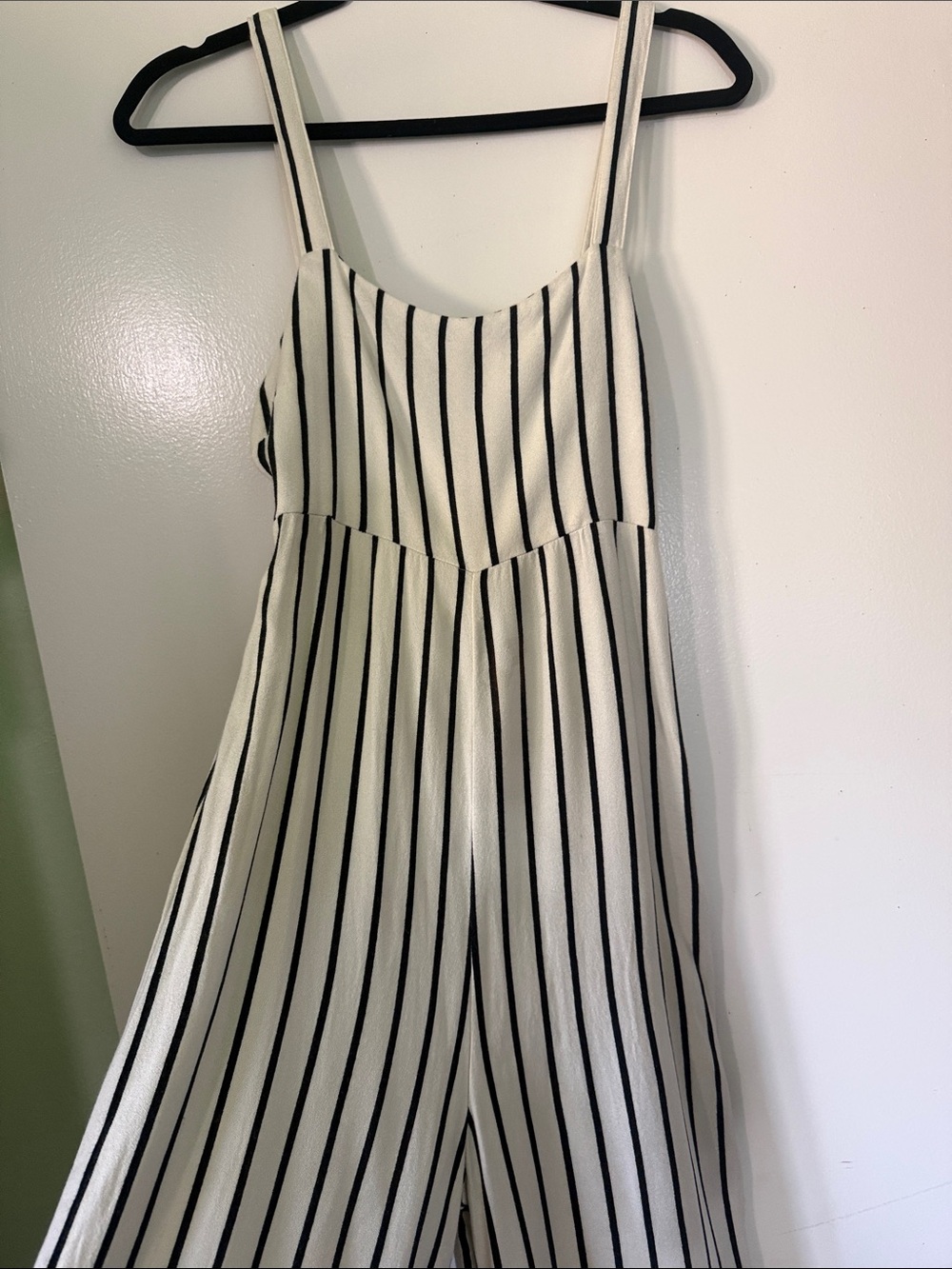 Amuse Society Ivory Jumpsuit with Black Vertical Stripes
